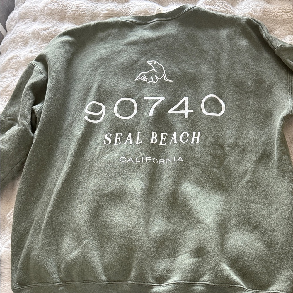 90740 Seal Beach California Olive Green Sweatshirt